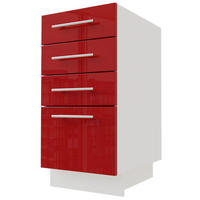 SCHUBLADENUNTERSCHRANK Brerra D4A/40 Korpus weiß / Front RAL 3002 karminrot Hochglanz 40 / 50 / 82 cm - Rot/Weiß, Holz/Holzwerkstoff (40/82/50cm) - Feldmann-Wohnen