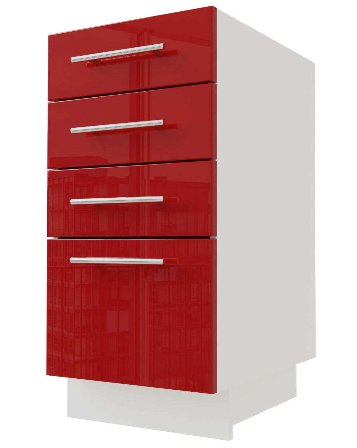 SCHUBLADENUNTERSCHRANK Brerra D4A/40 Korpus weiß / Front RAL 3002 karminrot Hochglanz 40 / 50 / 82 cm - Rot/Weiß, Holz/Holzwerkstoff (40/82/50cm) - Feldmann-Wohnen