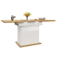 JEDÁLENSKÝ stôl 110-140/80/75 cm MDF, biely/prírodný, rozkladací s úložným priestorom - biela, kompozitné drevo (140/80/75cm) - BEAOK