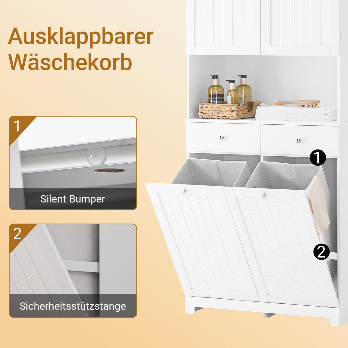 BADEZIMMERSCHRANK Weiß 78x38x181cm - Weiß, Holzwerkstoff (78/181/38cm) - SoBuy