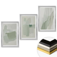 WANDBILDER 3er Set - 40x60 cm Silberner Rahmen - Abstrakte Aquarellmuster - Silberfarben, Kunststoff (40/60cm) - ArtPrintCave