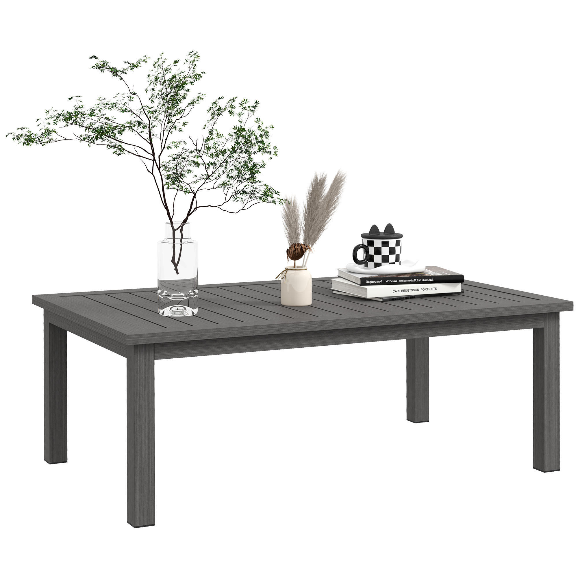 GARTENBEISTELLTISCH DE-14103 rechteckig, Aluminium-Lattenrost 100x60 cm Braun - Braun, Metall (100/60/37cm) - ComfortXL