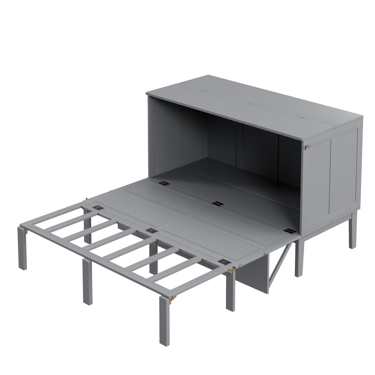 SCHRANKBETT 140/200 cm grau mit Lattenrost und Hochschrank-Design - Grau, Holz (140/200cm) - OKWISH