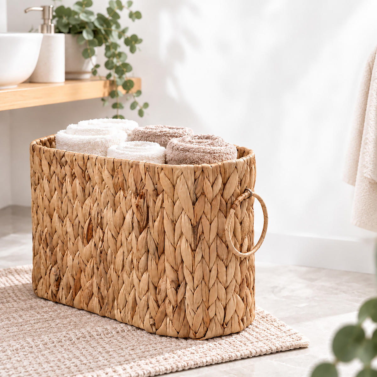 ZÁSOBNÍK Přírodní na toaletní papír vodní hyacint 6 rolí - světle hnědá, textil (16.5/40/25cm) - Relaxdays