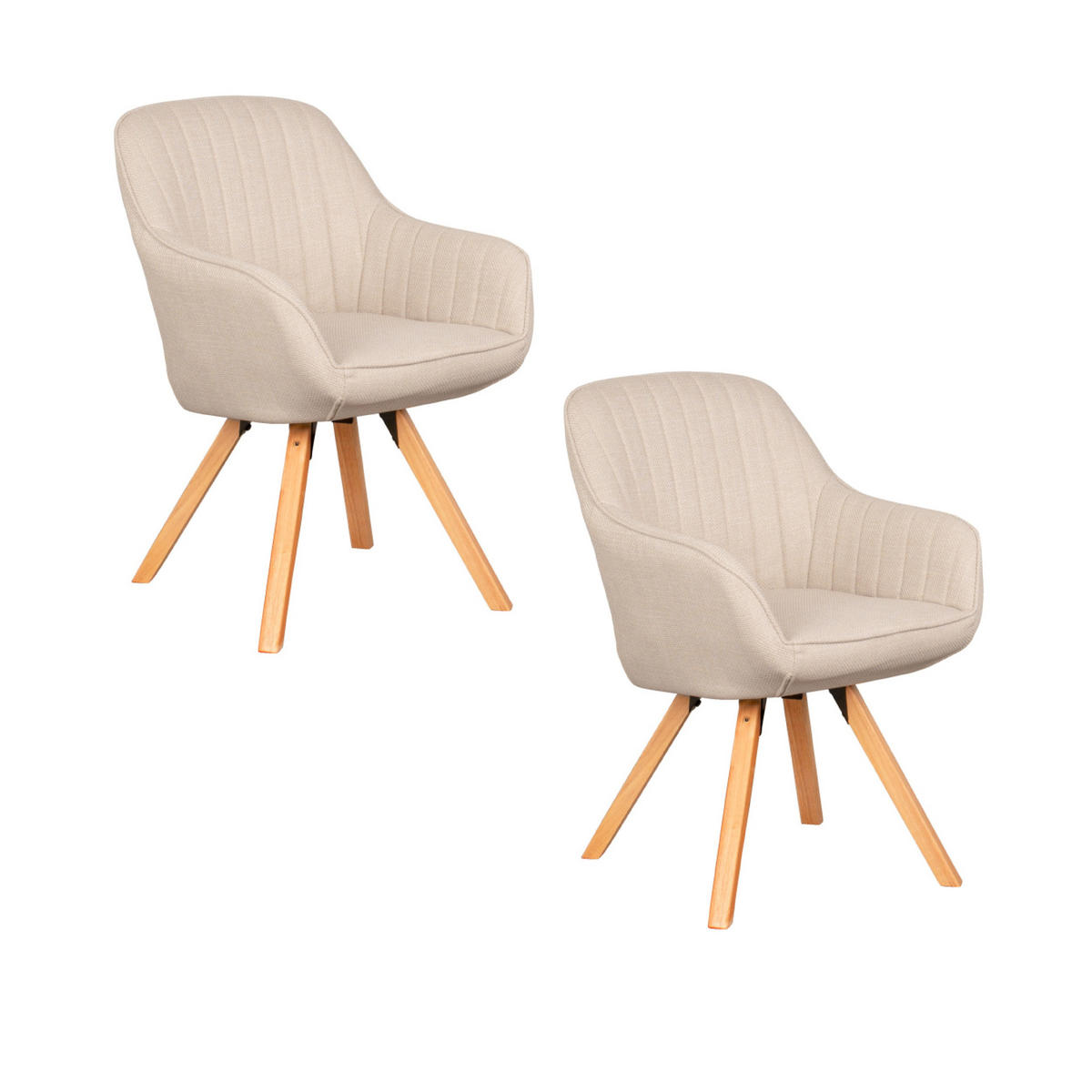 ESSZIMMERSTUHL Matera drehbar 2er-Set - Beige/Schwarz, Textil/Metall (59/84/61cm) - Mr. Deko