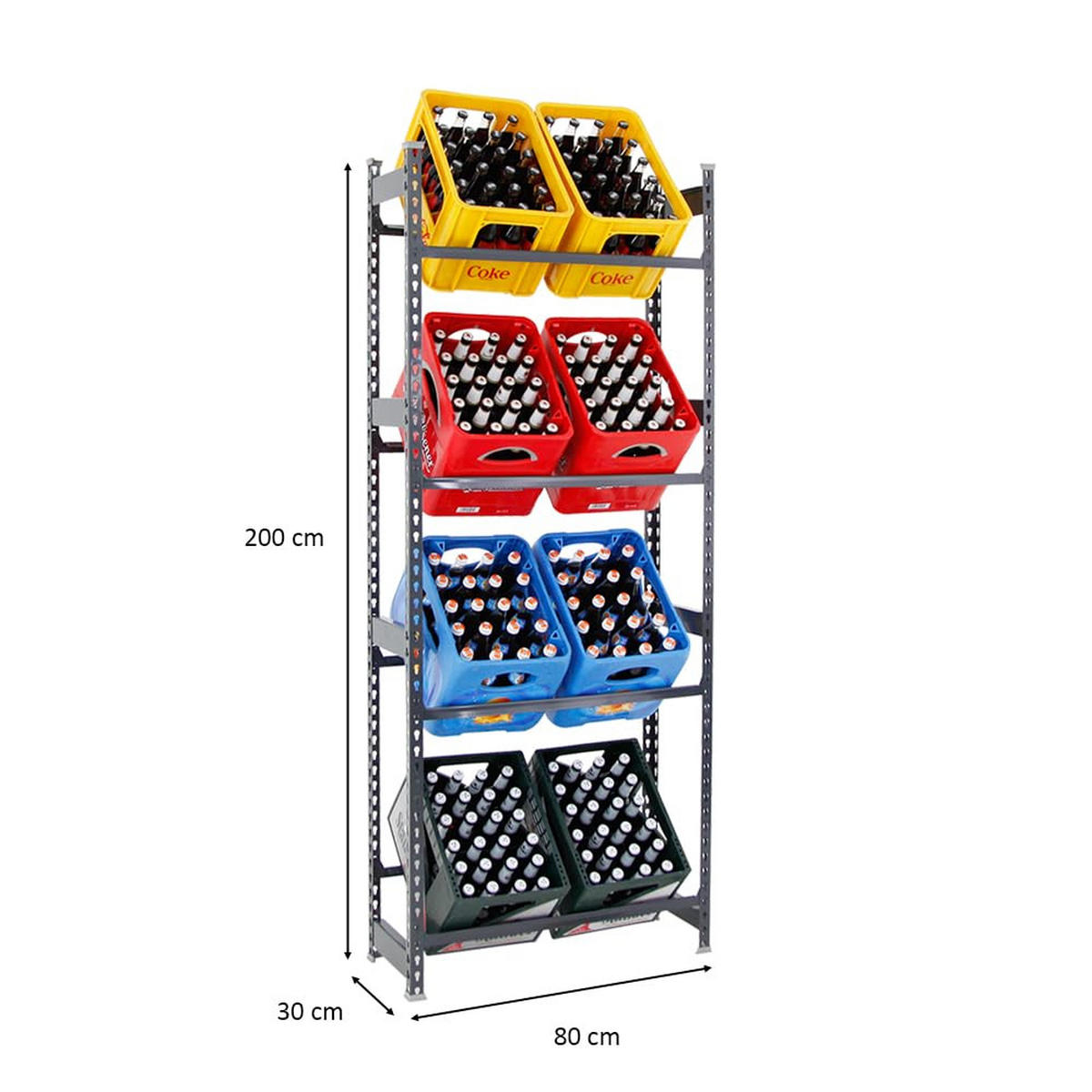 GETRÄNKEKISTENREGAL High Big Camel 200x80x30 cm Anthrazit - Anthrazit, Metall (80/200/30cm) - PROREGAL