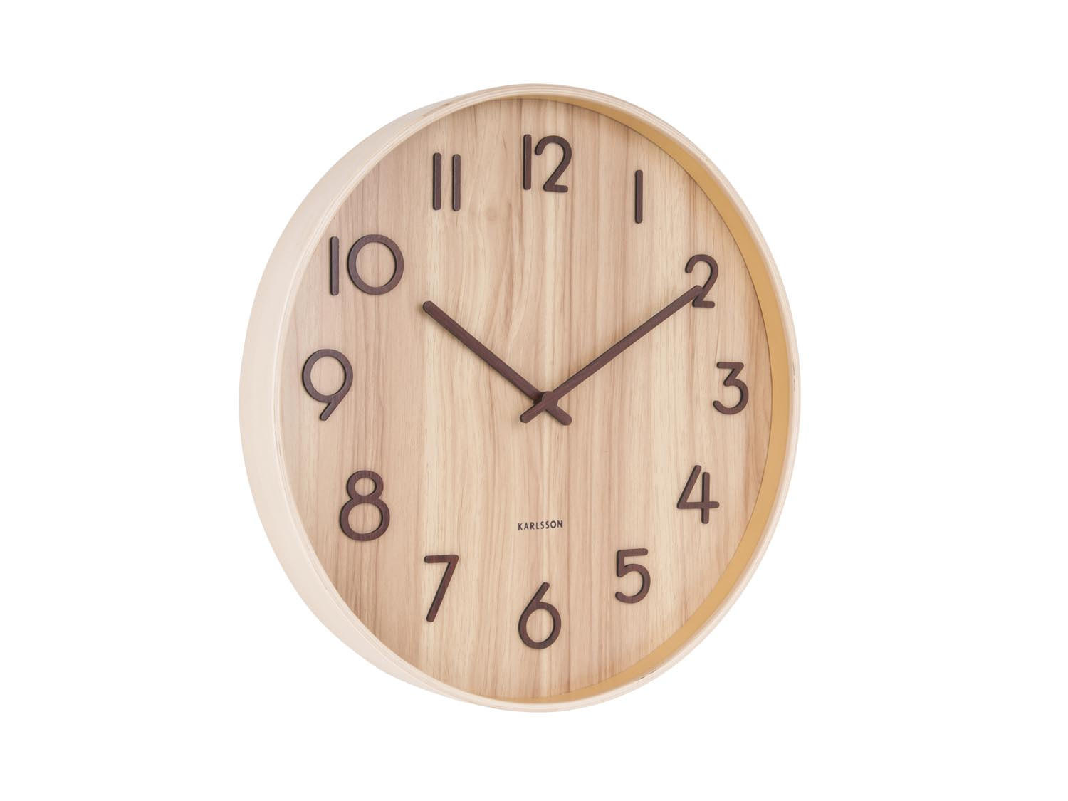WANDUHR Pure Walnoot Ø40 cm - Hellbraun, Holz (40/40/4.5cm) - Karlsson