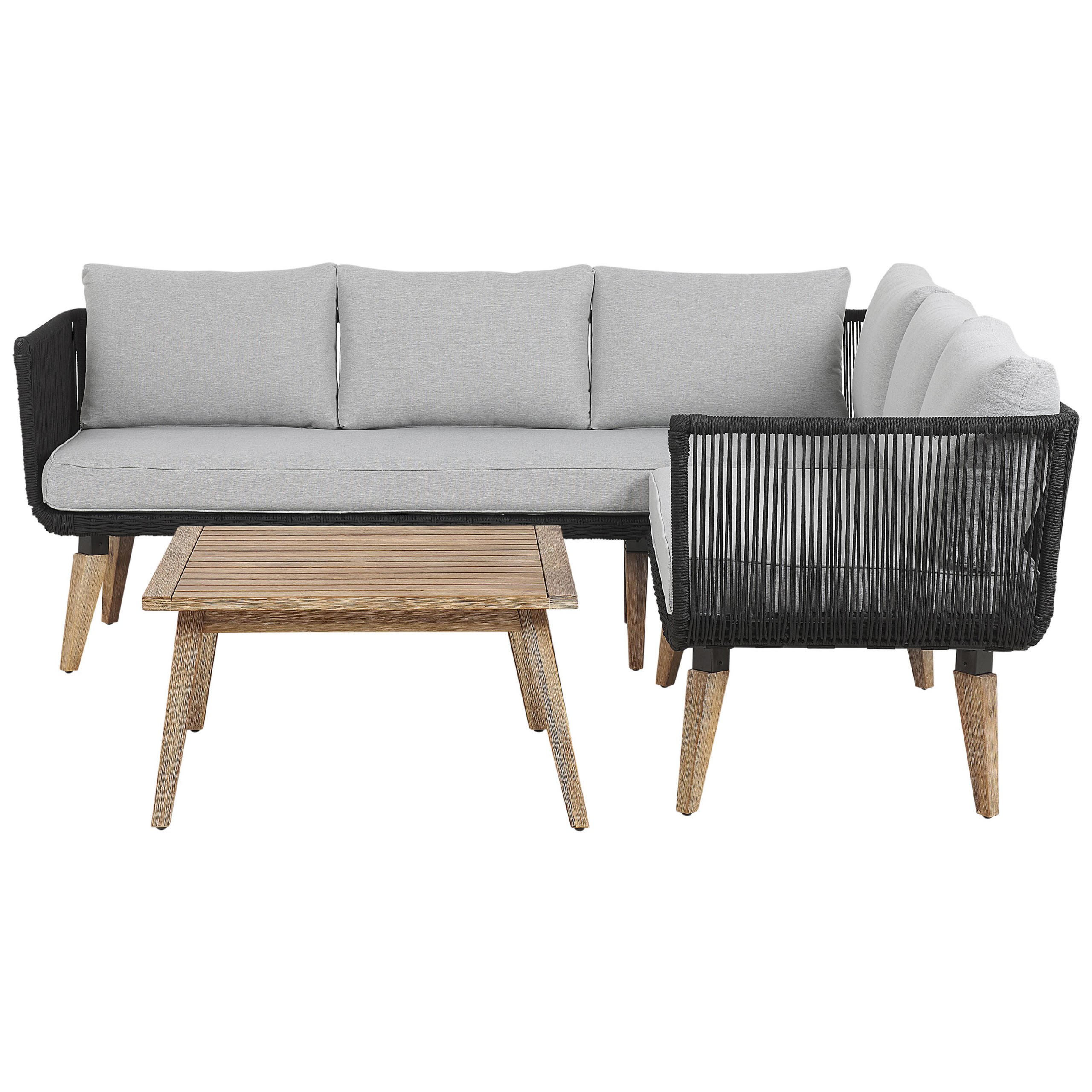LOUNGE-SET 5-Sitzer Akazienholz Schwarz Alcamo - Schwarz, Holz - Beliani