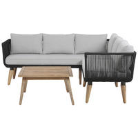 LOUNGE-SET 5-Sitzer Akazienholz Schwarz Alcamo - Schwarz, Holz - Beliani
