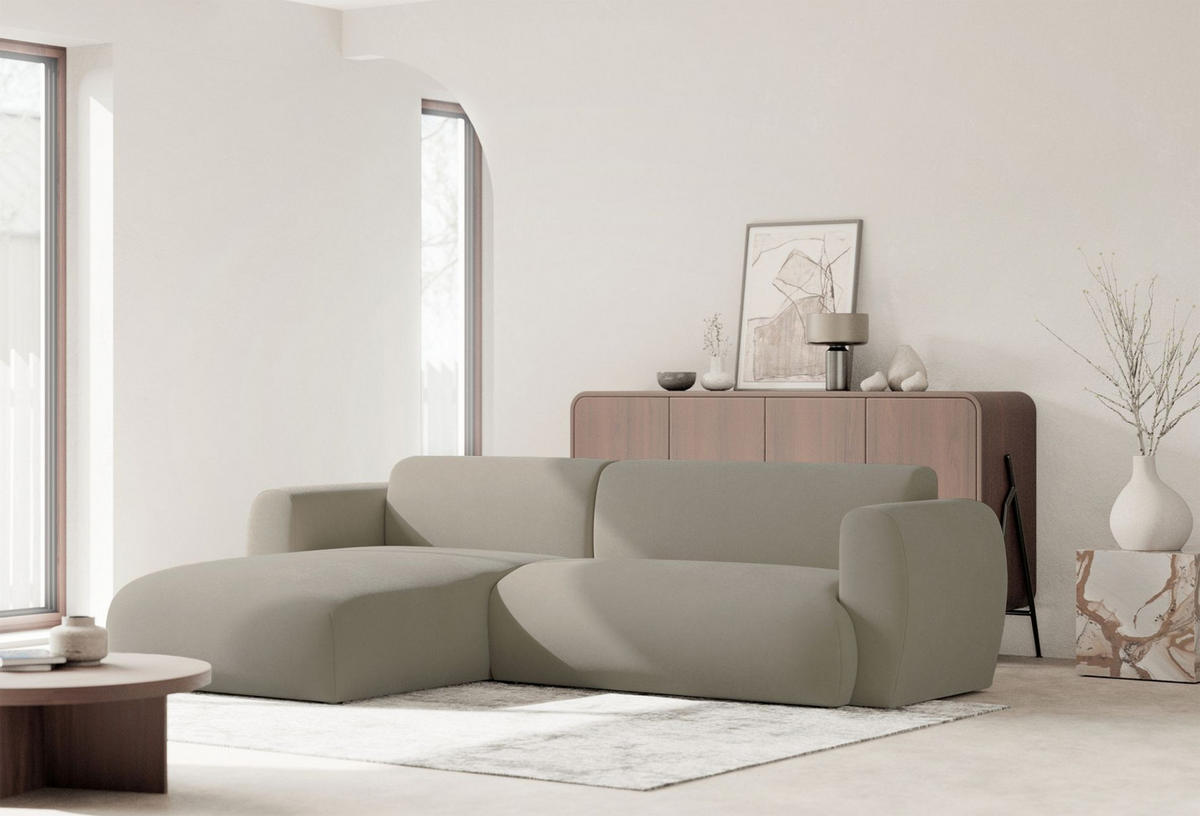 ECKSOFA Emia Greige links - Taupe/Schwarz, Kunststoff/Textil (262/156cm) - Selsey