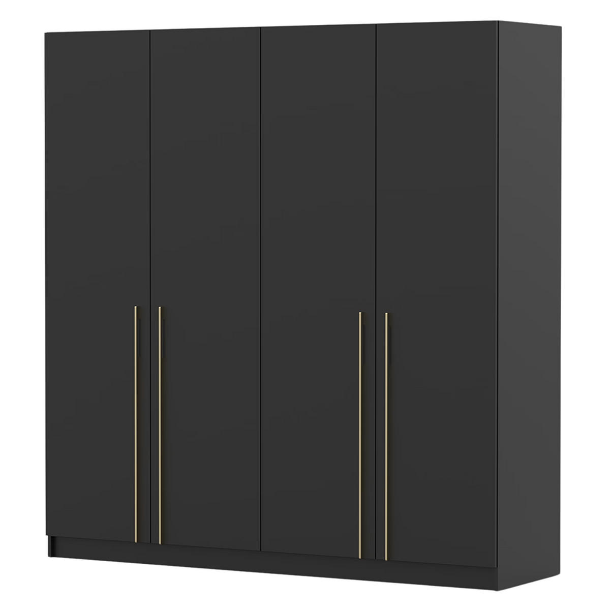 DREHTÜRENSCHRANK ROSA 4D 200/210/57 cm 4-türig Schwarz - Goldfarben/Schwarz, Holzwerkstoff/Metall (200/210/57cm) - imoebel24