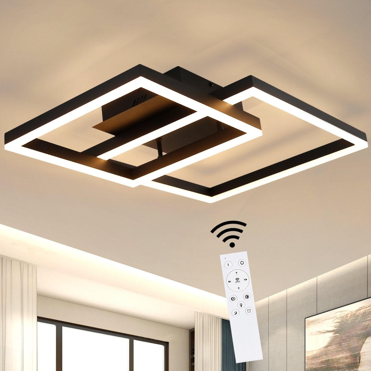LED-DECKENLEUCHTE Martin 61/40/12 cm - Schwarz, Metall (61/40/12cm) - Nettlife