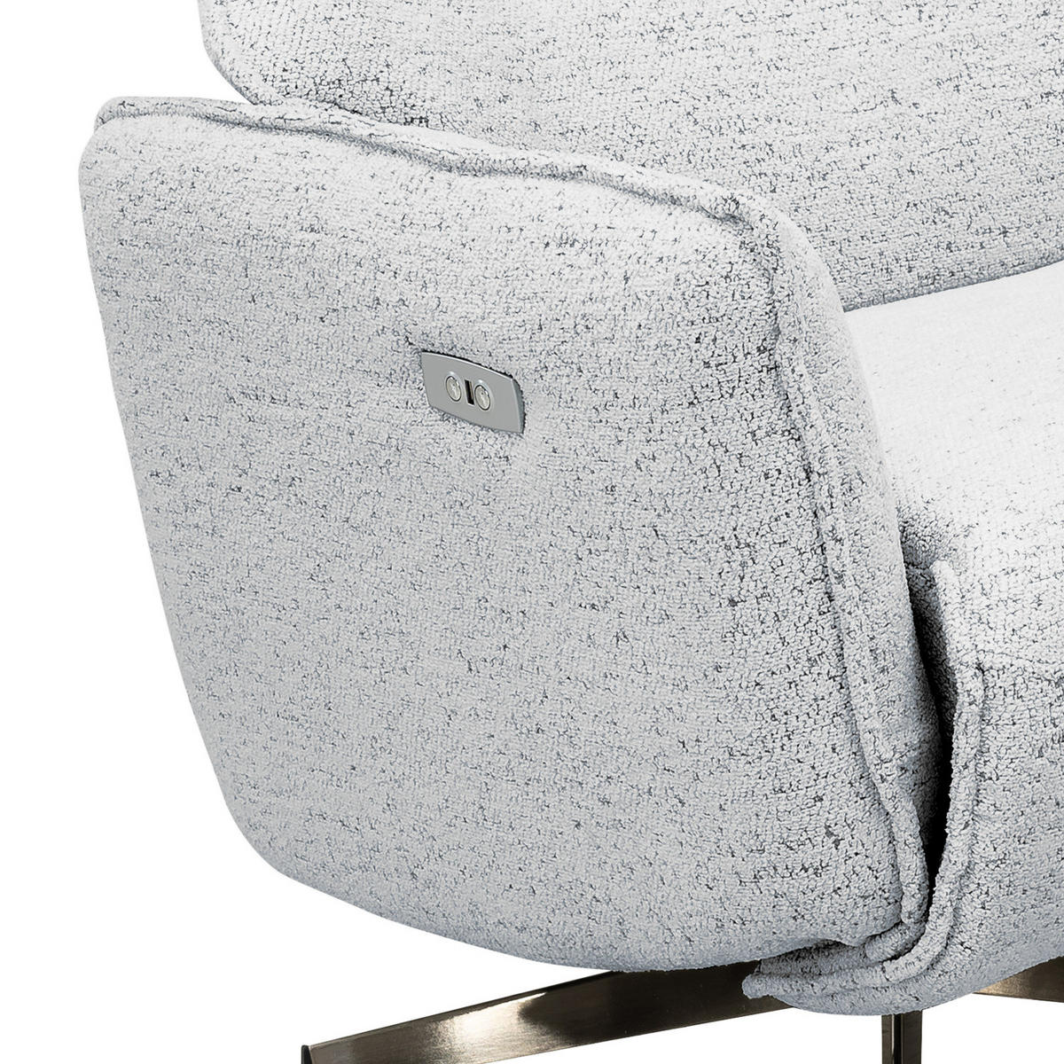 RELAXSESSEL - Bouclé / Eisen - Weiß / Schwarz - Silberfarben/Schwarz, Textil/Metall (81/112/80cm) - home24