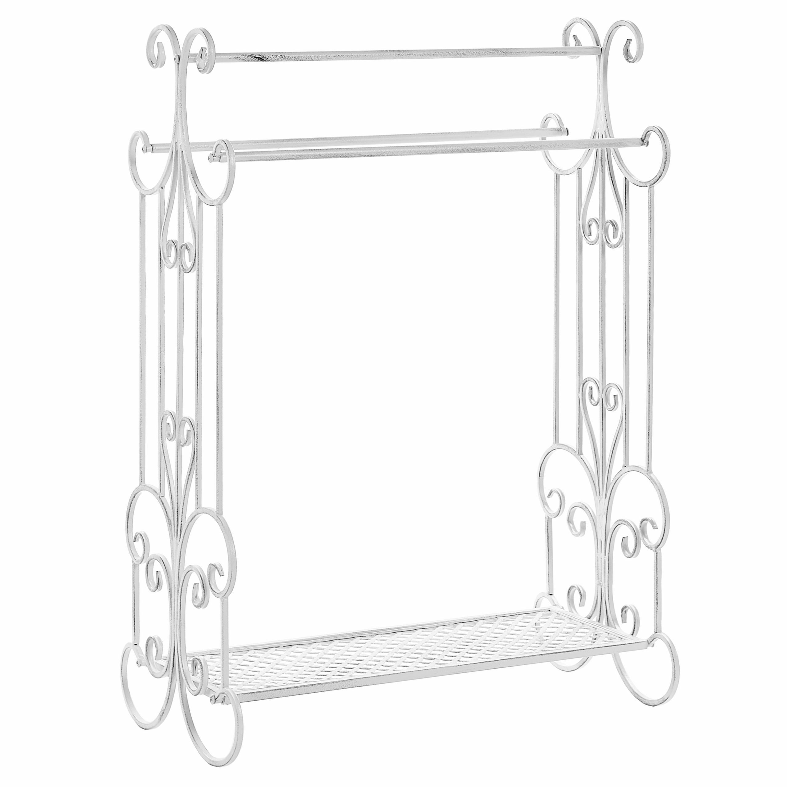 HANDTUCHSTÄNDER Antik Optik weiß 60 x 90 cm Gladis - Weiß, Metall (60/90/35cm) - Beliani