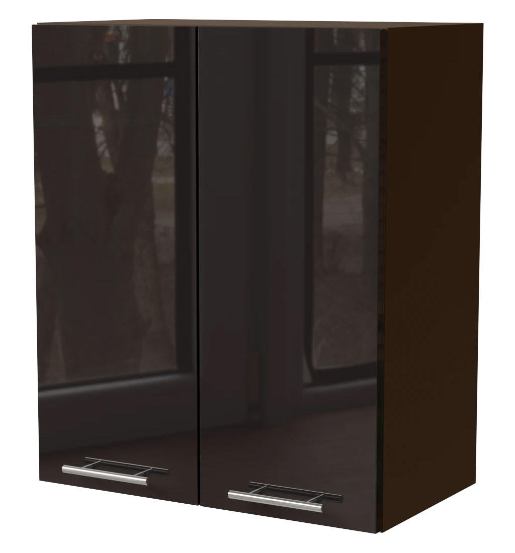 Feldmann-Wohnen Küchenhängeschrank Schwarz Hochglanz, Dunkelgrau 60x72x32.5 cm