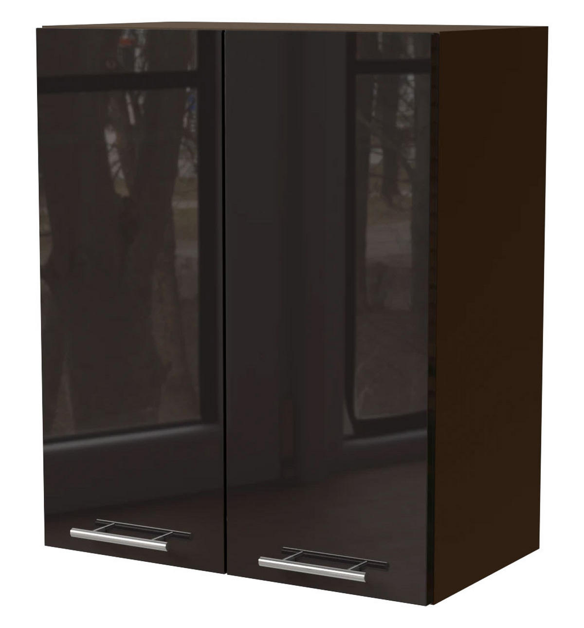 KÜCHENHÄNGESCHRANK Essen W3/60 Schwarz Hochglanz / Lava Matt 60 / 32,5 / 72cm - Schwarz Hochglanz/Dunkelgrau, Holz/Holzwerkstoff (60/72/32.5cm) - Feldmann-Wohnen