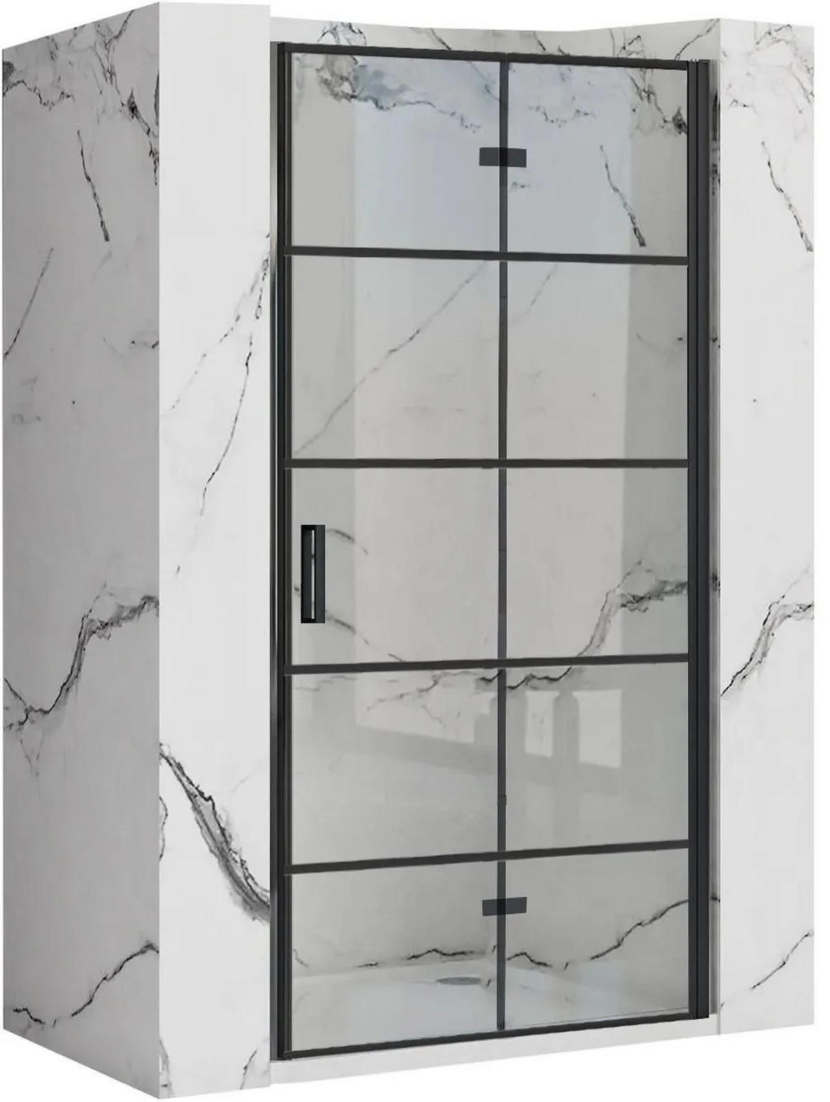 DUSCHTÜR Rea Molier Black 100 + Profil - Schwarz, Glas (100/190cm) - REA