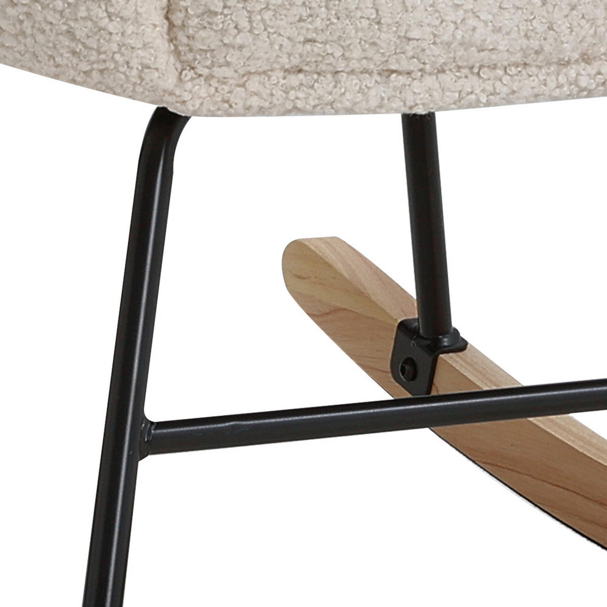 SCHAUKELSESSEL 72/92/98.5 cm Armlehnen Eisenrahmen Teddyfleece Weiß - Weiß, Holz/Textil (72/98/92cm) - Livingandhome