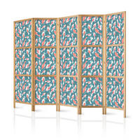 PARAVENT Japanischer 5-tlg 225x172 cm Bunte Fische - Multicolor, Holz/Textil (225/172/3cm) - Muralo