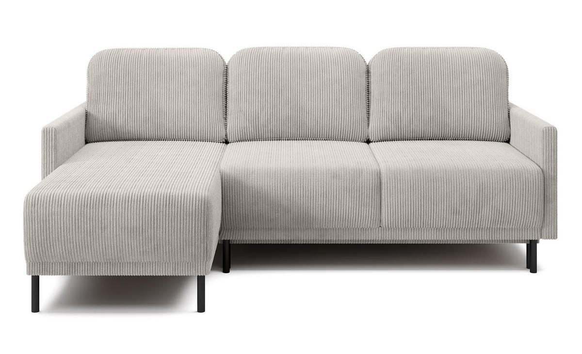 ECKSOFA Hamiel Hellbeige Cordbezug - Ecru/Schwarz, Holz/Textil (212/142cm) - Selsey