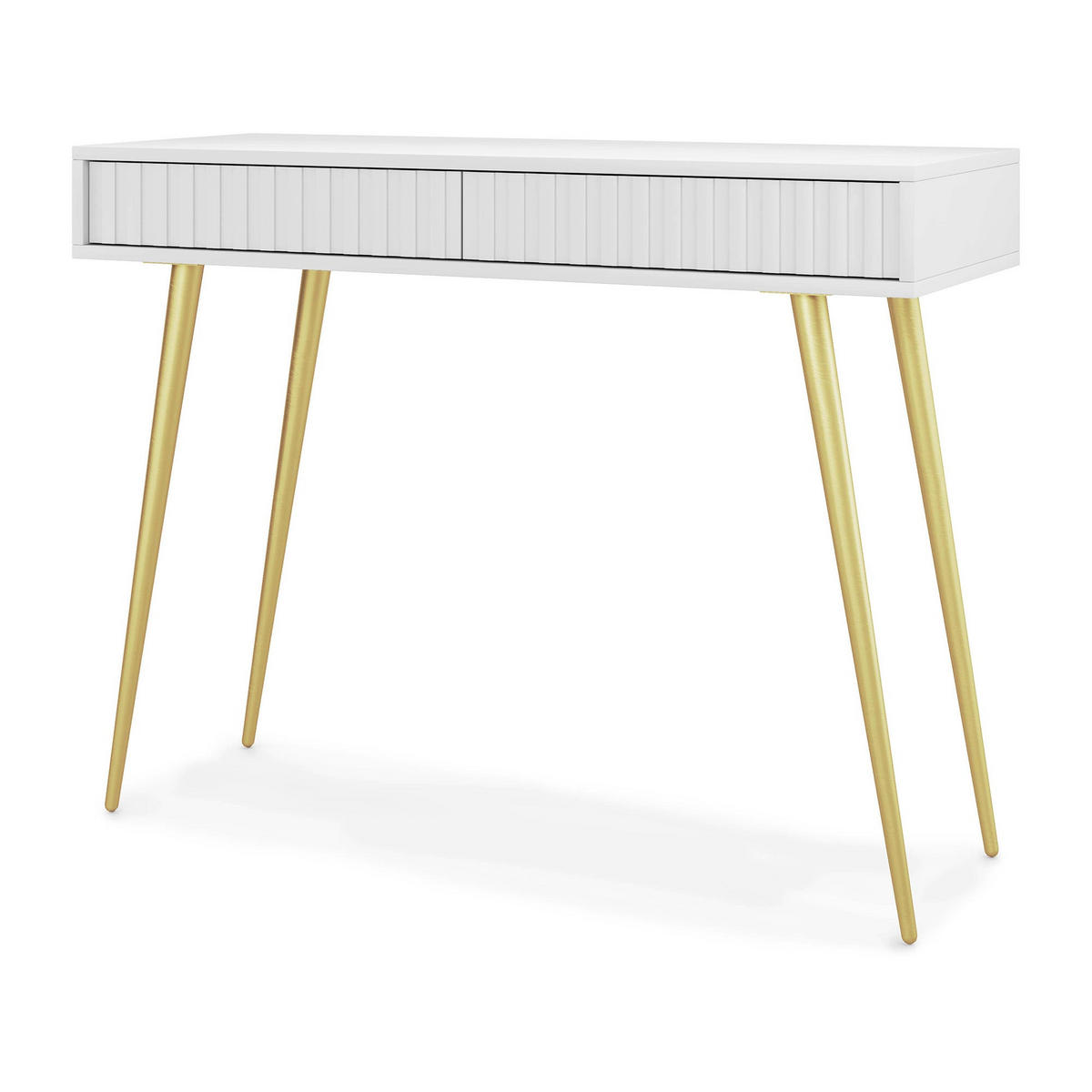 KONSOLENTISCH Bello Weiß mit goldenen Metallbeinen 104 cm - Goldfarben/Weiß, Holzwerkstoff/Metall (38/104/80cm) - Selsey