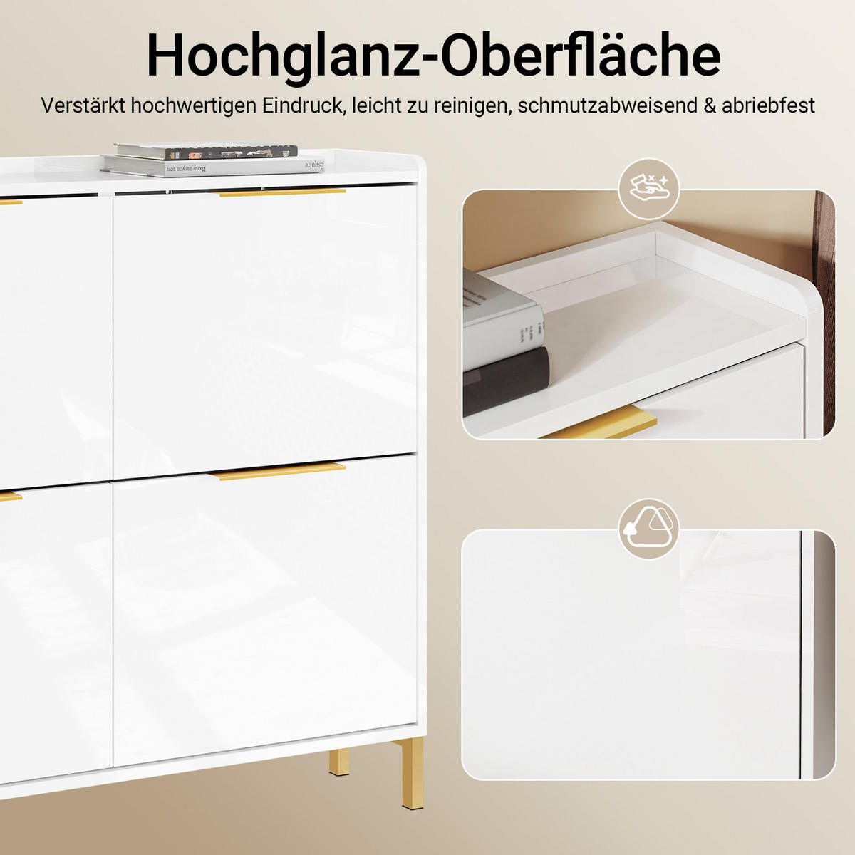 SCHUHSCHRANK Weiß - Weiß, Holzwerkstoff (100/90/19cm) - SoBuy