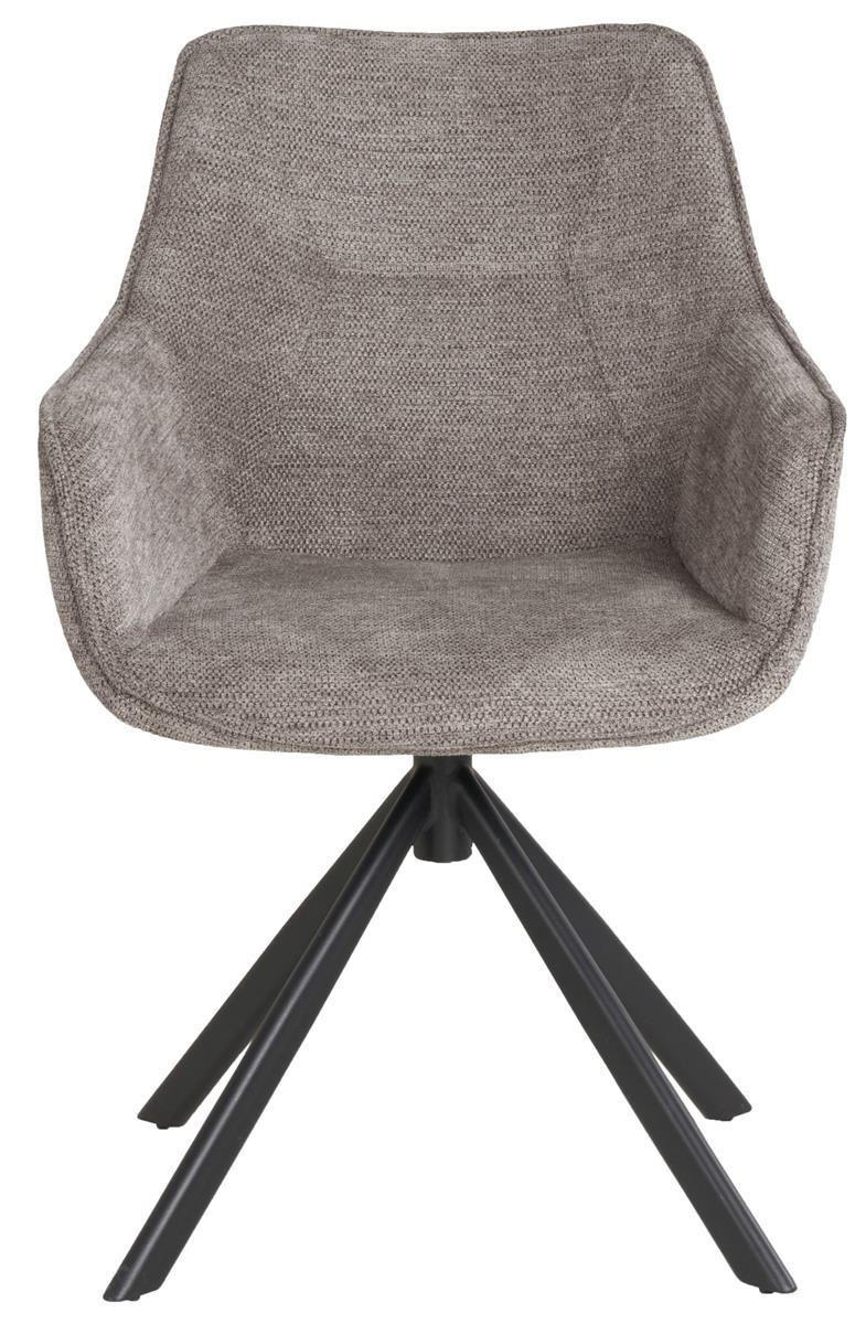 DININGSESSEL San Carlo - drehbar - hellgrau - Hellgrau/Schwarz, Textil/Metall (57/87/68cm) - bene living