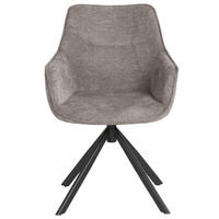 DININGSESSEL San Carlo - drehbar - hellgrau - Hellgrau/Schwarz, Textil/Metall (57/87/68cm) - bene living