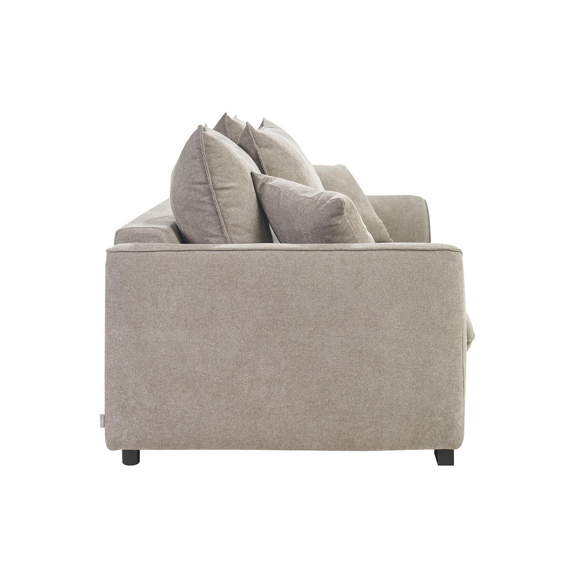 3-SITZER Schlafsofa in taupefarbenem Samt-Effekt Stoff mit 12 cm Matratze ARMAND - Taupe, Textil (100/80/217cm) - Miliboo