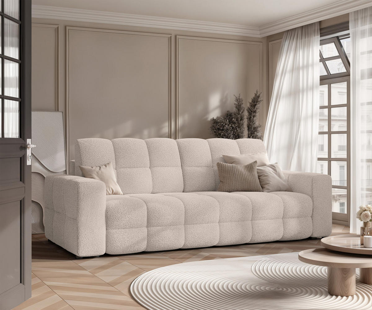 SCHLAFSOFA MOLLY mit Bettkasten, Stoff Beige - Beige, Textil (248/92/93cm) - Idohome