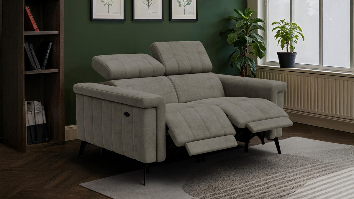 RELAXSOFA NORDEL 2-Sitzer, taupe - Taupe/Schwarz, Holz/Textil (150/80/105cm) - Courtois Laville