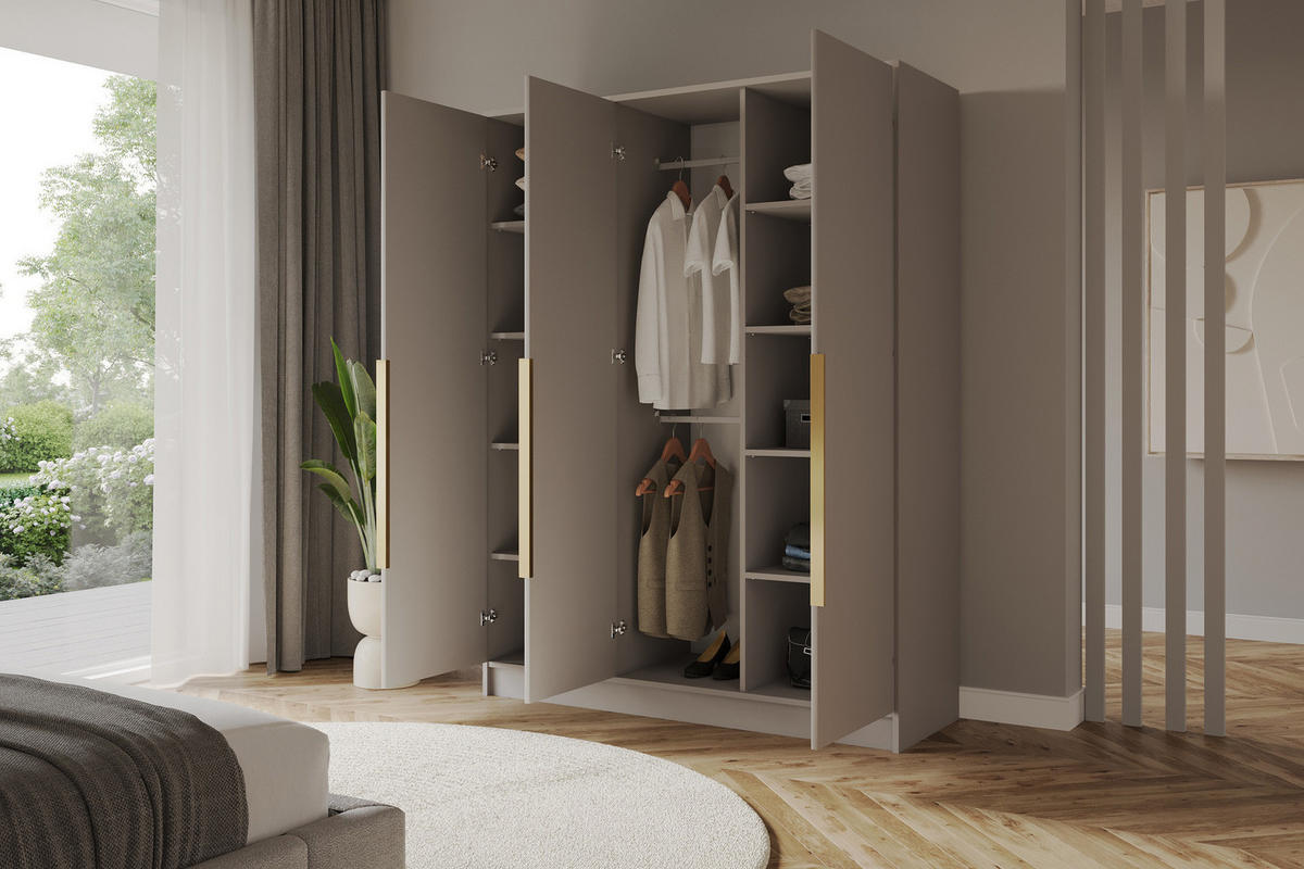 KLEIDERSCHRANK - LUSSO - 150 - Kaschmir - Kaschmir/Schwarz, Holzwerkstoff (150/200/51cm) - ALTDECOR