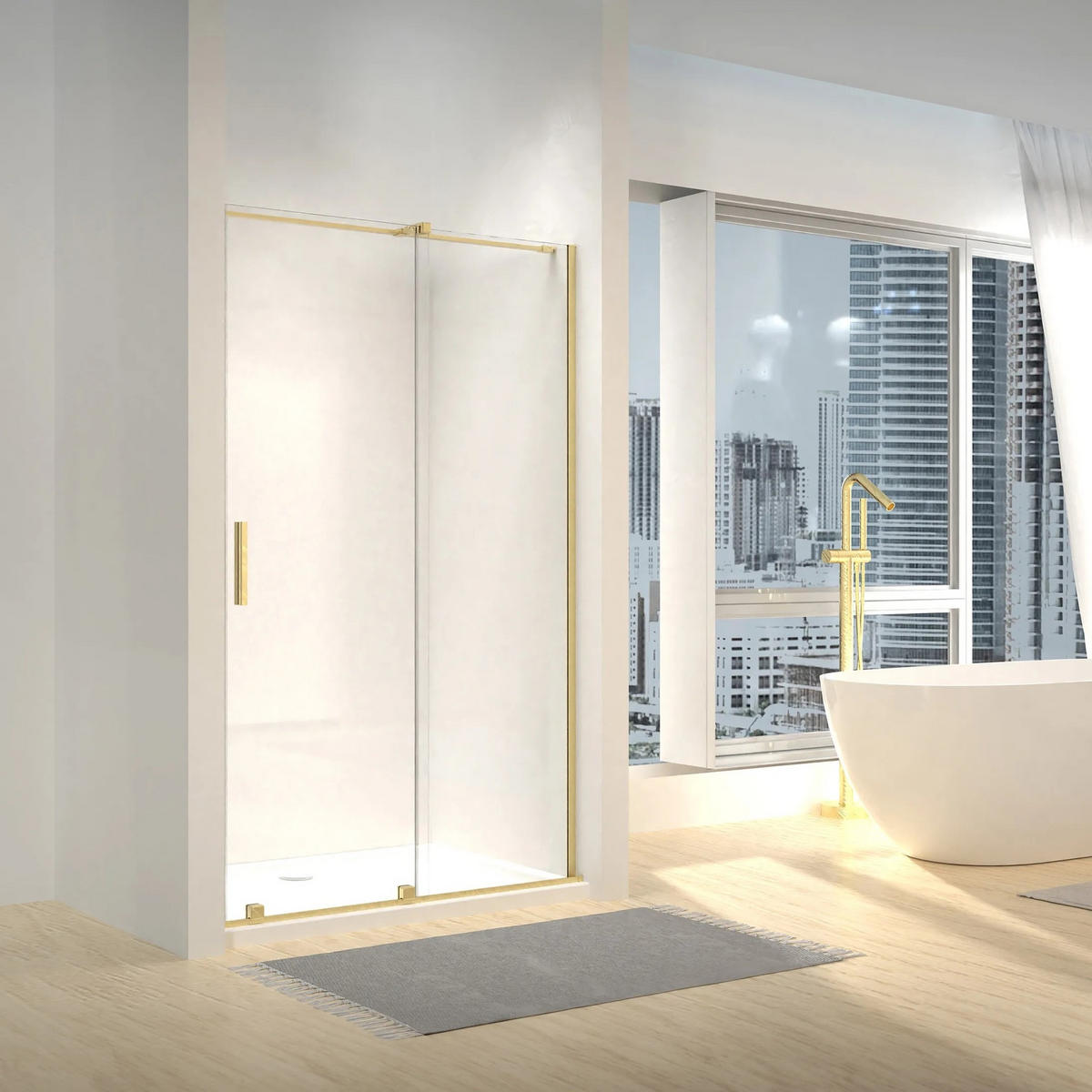 DUSCHTÜR Rea Montana 120 Gold Brush - Goldfarben, Glas (120/200cm) - REA