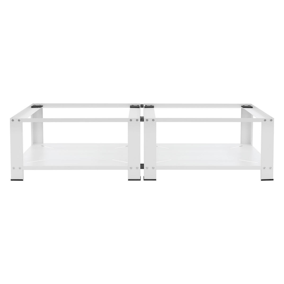 DVOJITÝ PODSTAVEC POD PRAČKU se 2 policemi, bílý, 128 x 54 cm, z oceli - bílá, kov (128/32/54cm) - ML-DESIGN