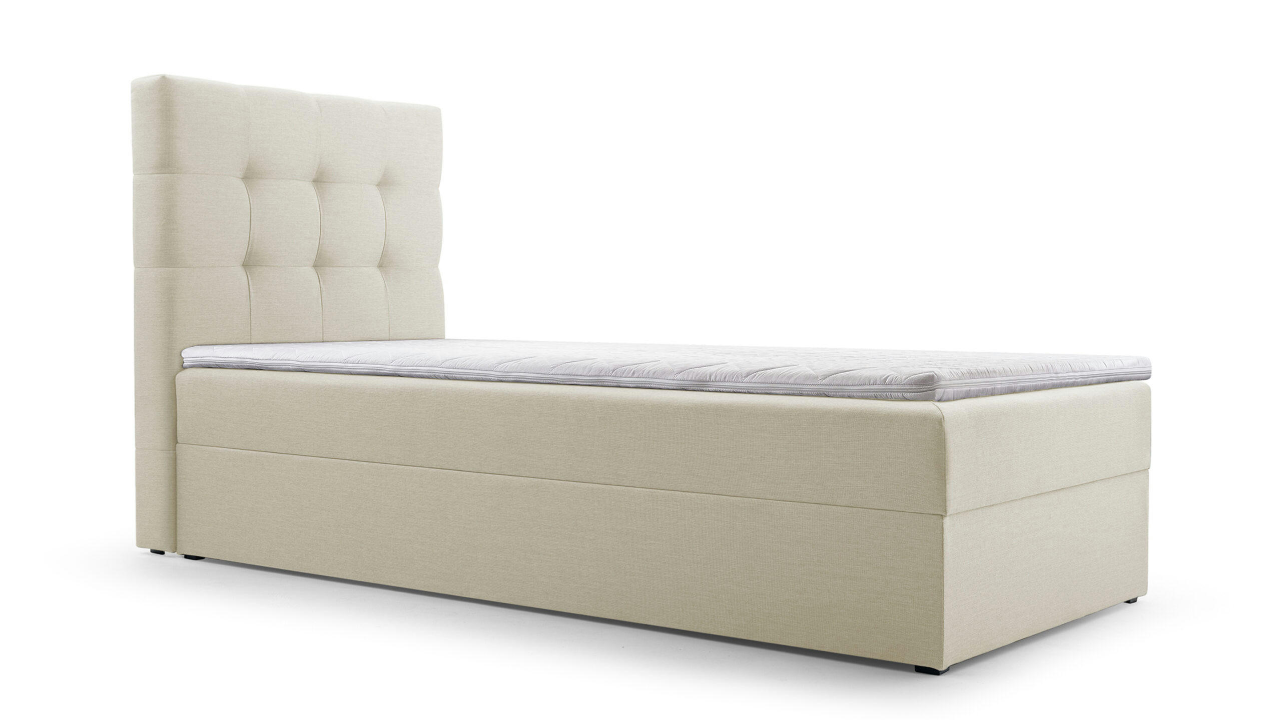 BETT - Boxspringbett 90x200 - 05 Hugo 01 - Beige - Beige, Holz (90/200cm) - Möblo