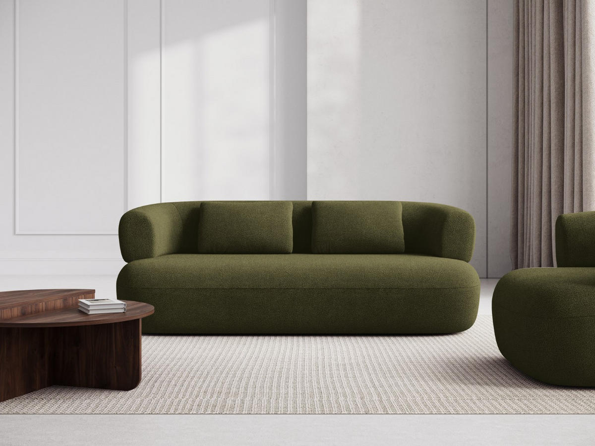 SOFA Jenny aus Boucle grün 3 Sitzplätze - Grün, Textil (90/73/178cm) - Micadoni
