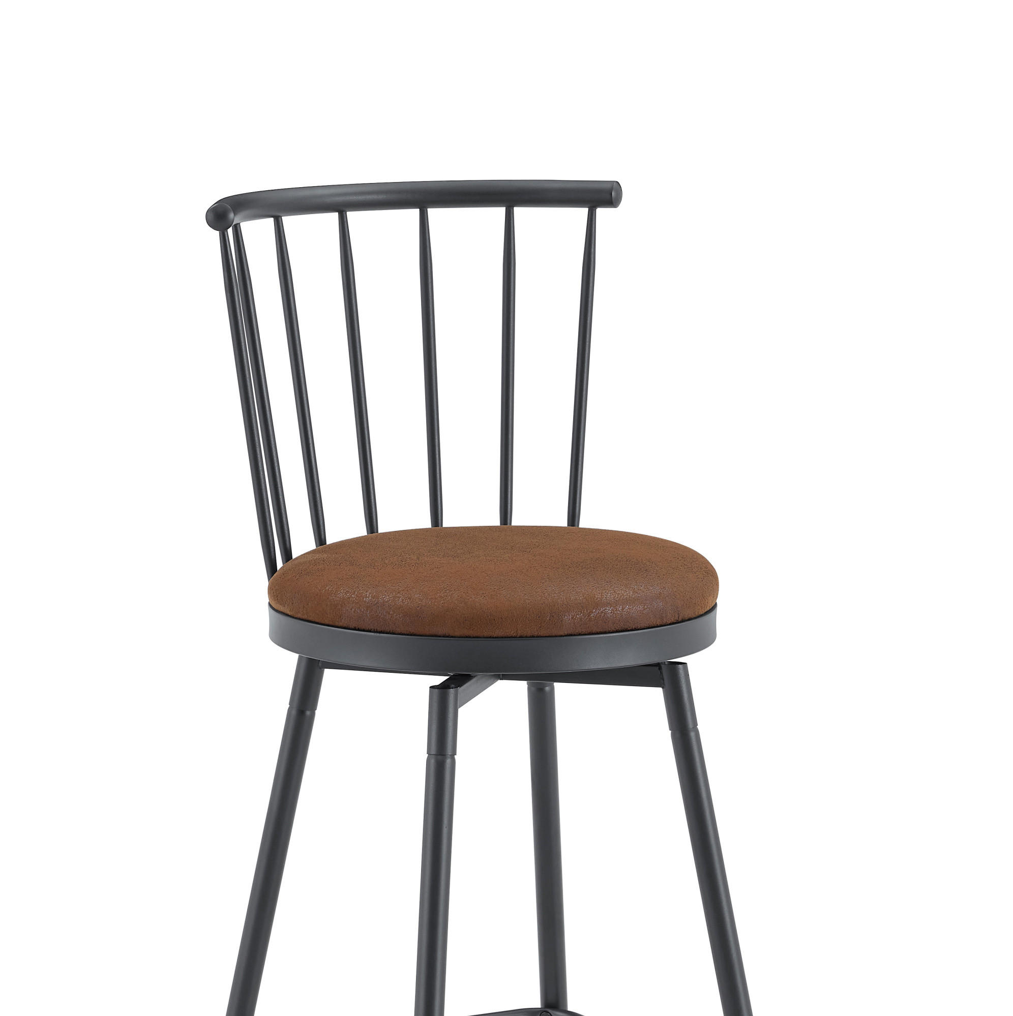 BARHOCKER mit gepolstertem Sitz Metall PU Brown - Braun, Metall (39/96/39cm) - Meubliv