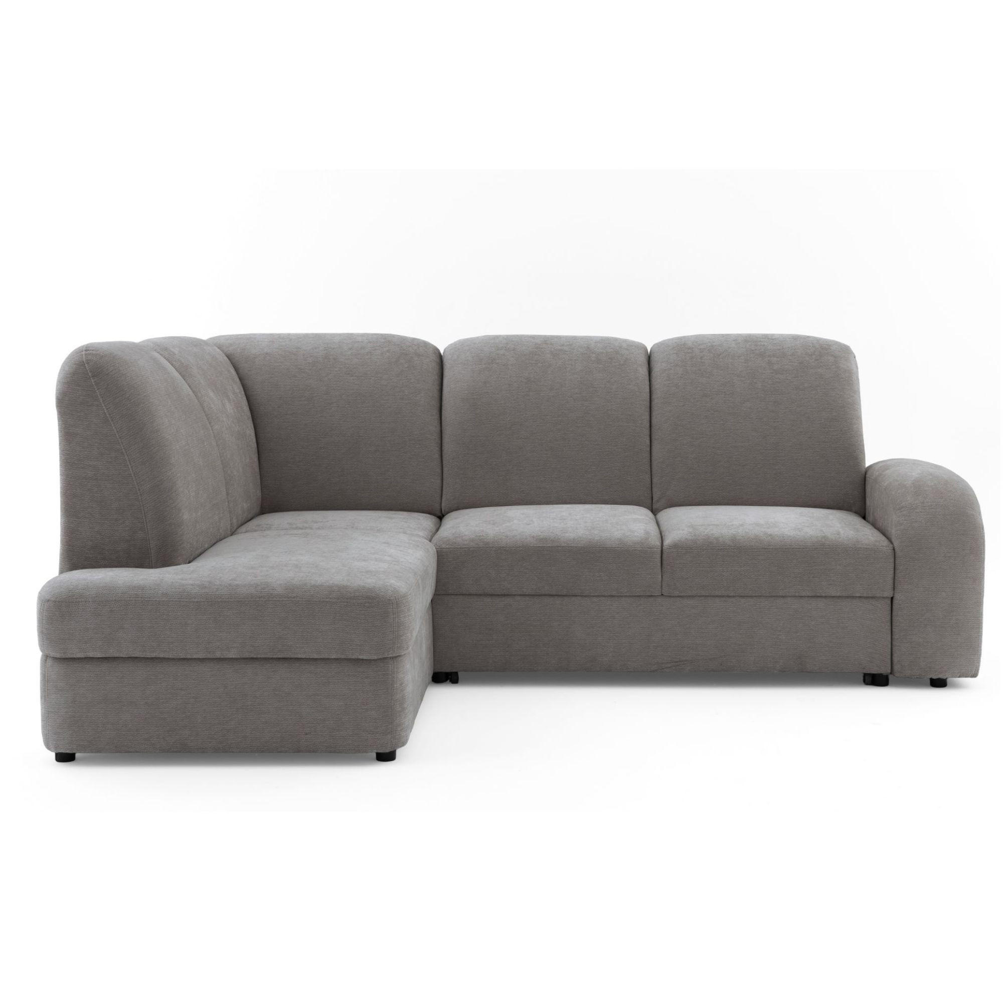 ECKSOFA VIBE L Links mit Schlaffunktion 129x205 Chenille Grau - Schwarz/Grau, Holz/Kunststoff (186/250cm) - Muffo