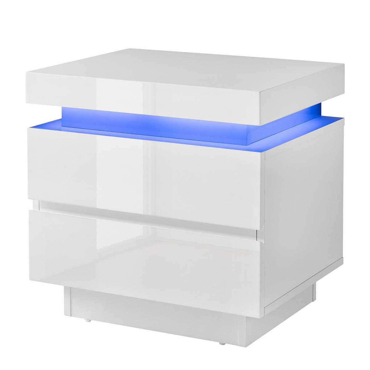 NACHTKOMMODE mit Beleuchtung - Hochglanz Weiß - Weiß Hochglanz, Holzwerkstoff (50/49/40cm) - home24