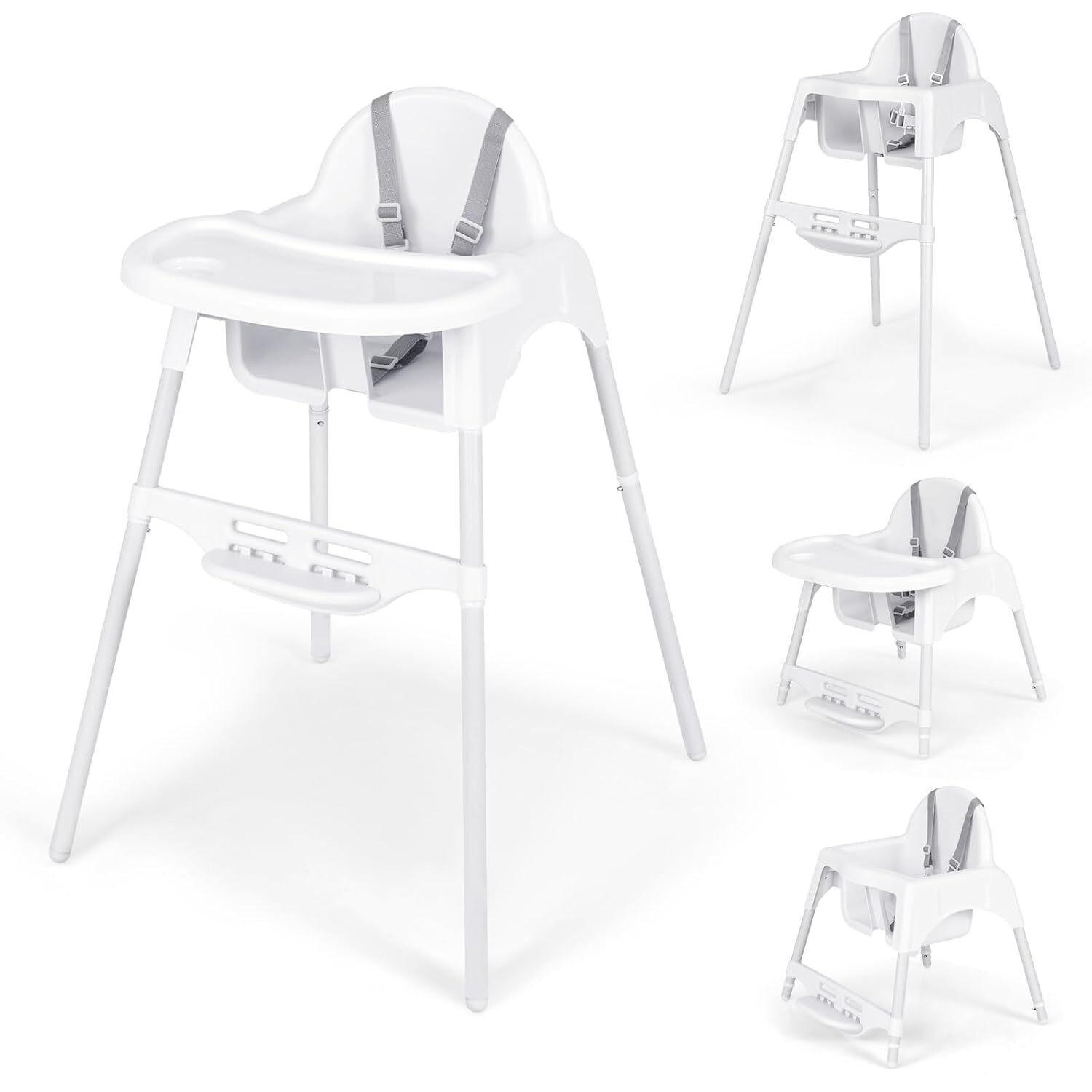 BABYHOCHSTUHL Weiß - Weiß, Kunststoff (61.5/87/66cm) - COSTWAY