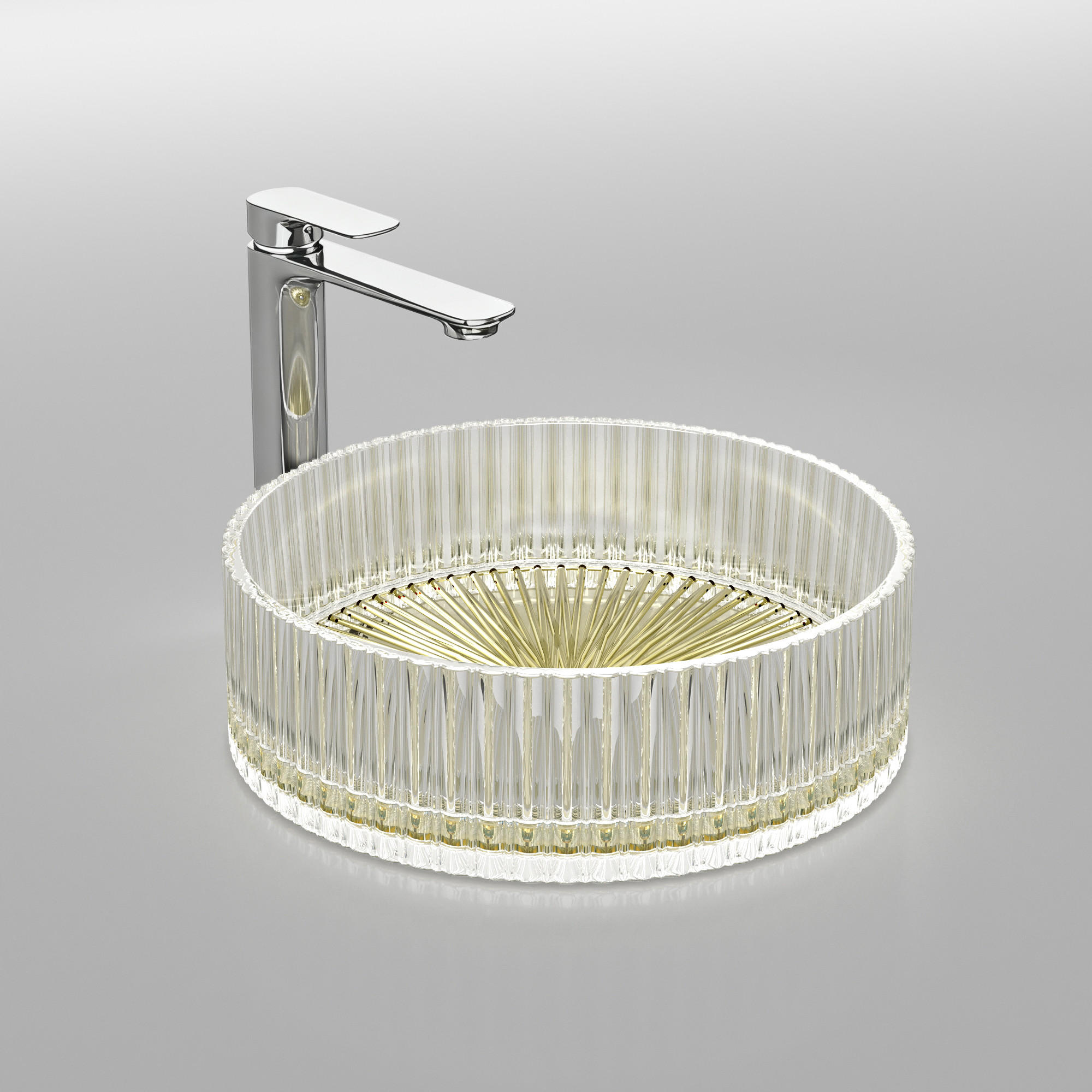 WASCHBECKEN Klarglasspüle Champagner Ø40 / 12 cm - Champagner, Glas (40/12/40cm) - EMKE