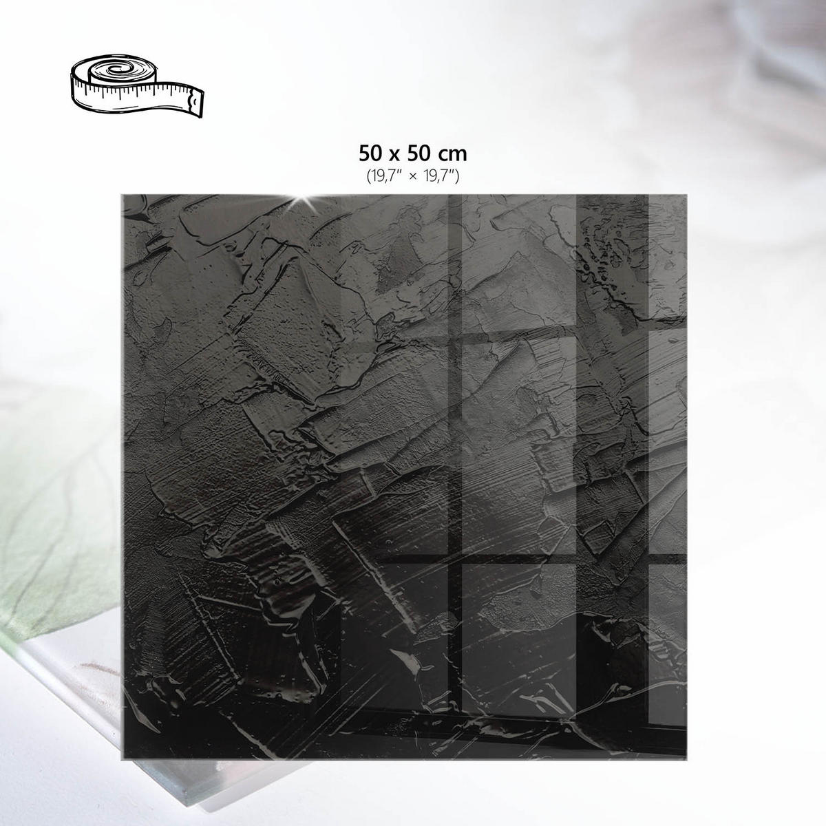 TISCHPLATTE 50x50 cm – Abstrakte Textur - Grün, Glas (50/50/0.4cm) - Wallfluent
