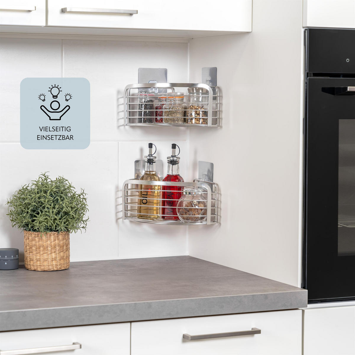 ECK-ABLAGEKORB 2er-Set, silber - Edelstahlfarben, Metall (25/10.5/18.5cm) - bremermann