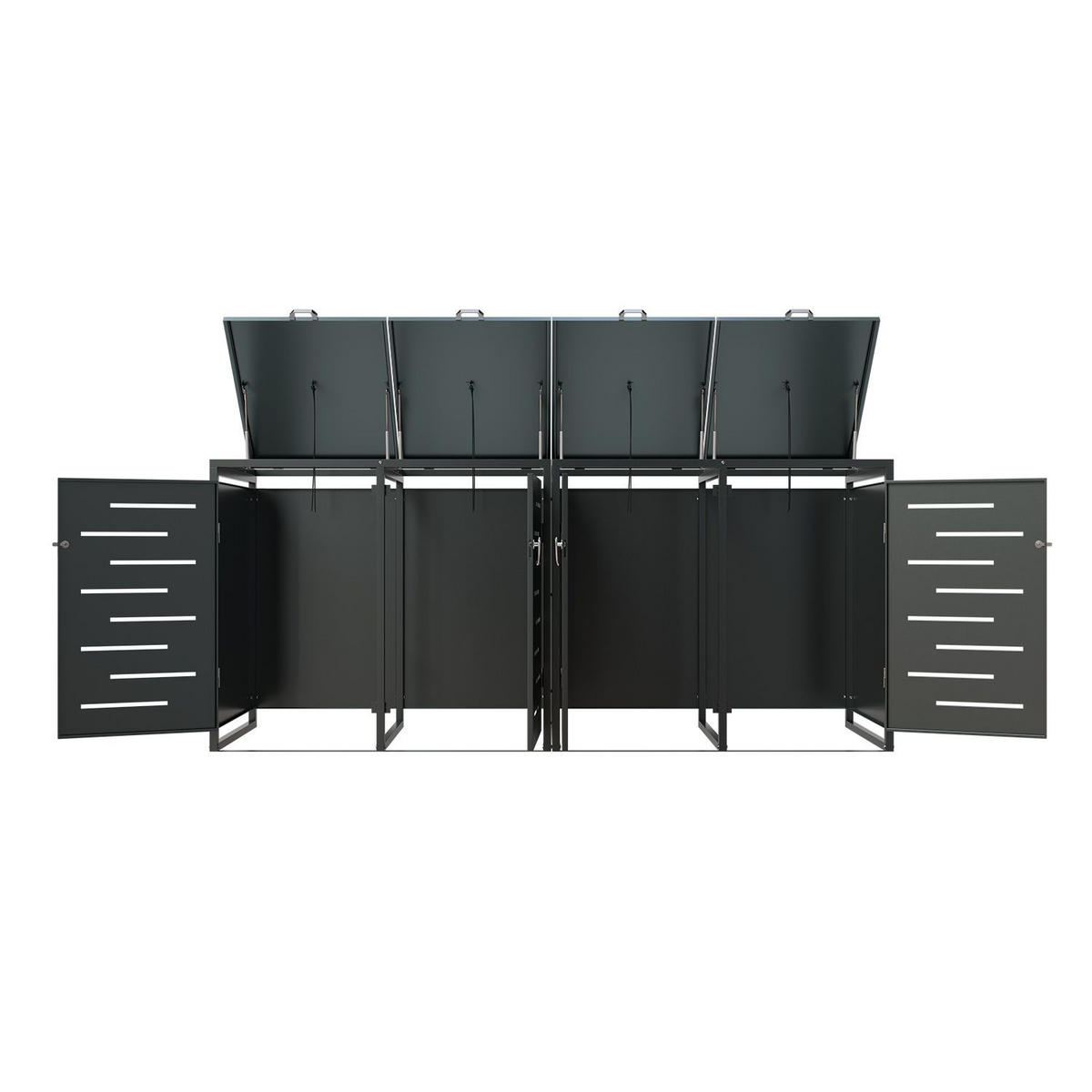 MÜLLTONNENBOX Arel 4er-Set - Anthrazit, Metall (264/116/80cm) - Juskys
