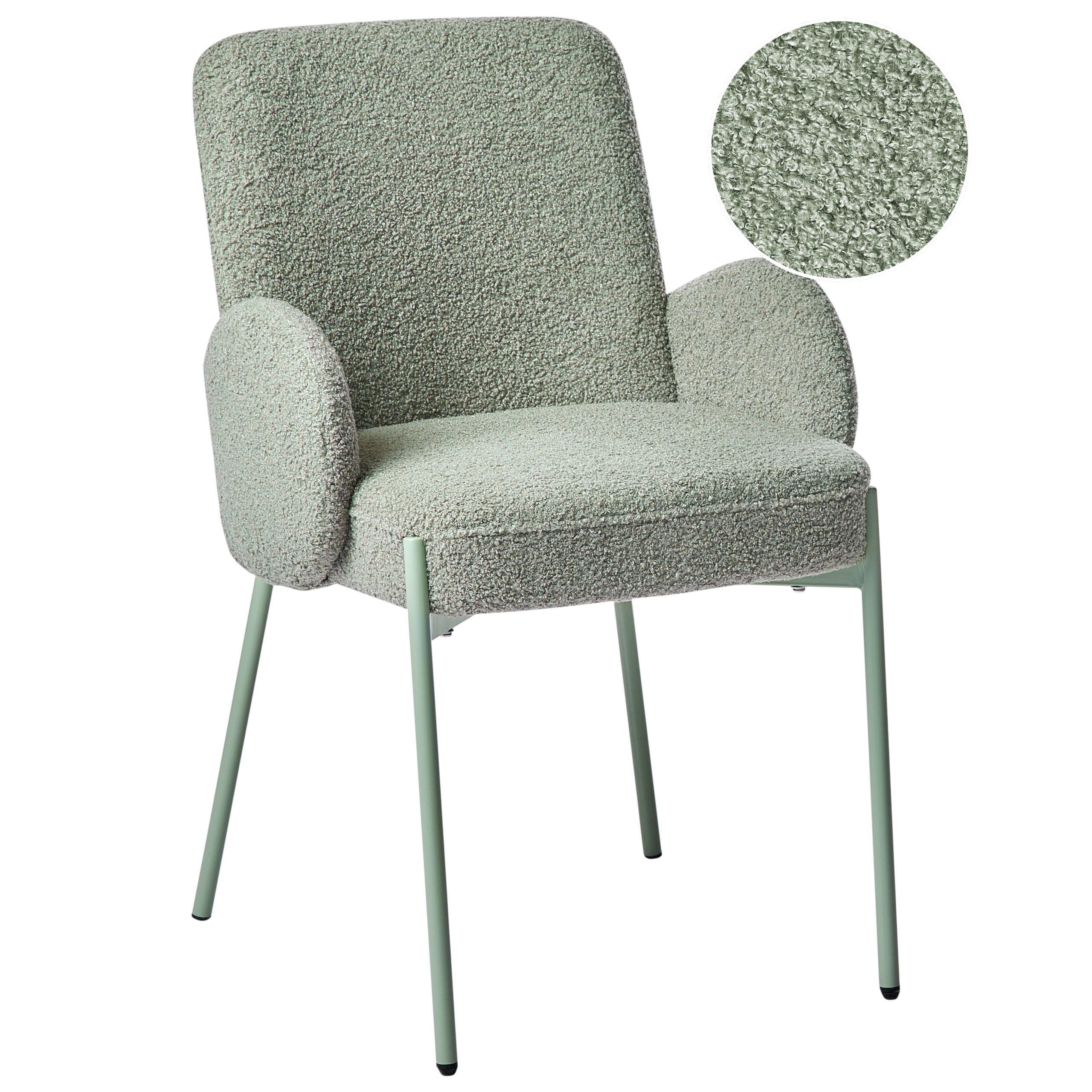 ESSZIMMERSTUHL Bouclé Hellgrün Magee - Hellgrün, Textil (55/86/58cm) - Beliani
