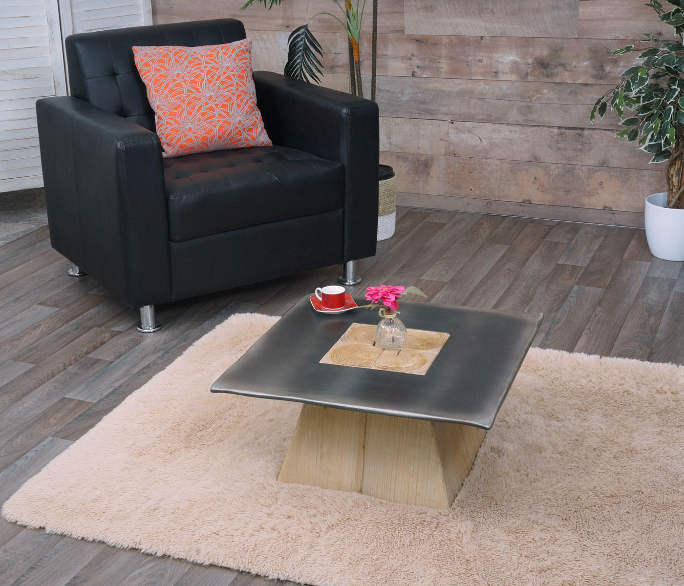 COUCHTISCH Braun, Metall - Silberfarben/Braun, Holz (60/60/28cm) - MCW