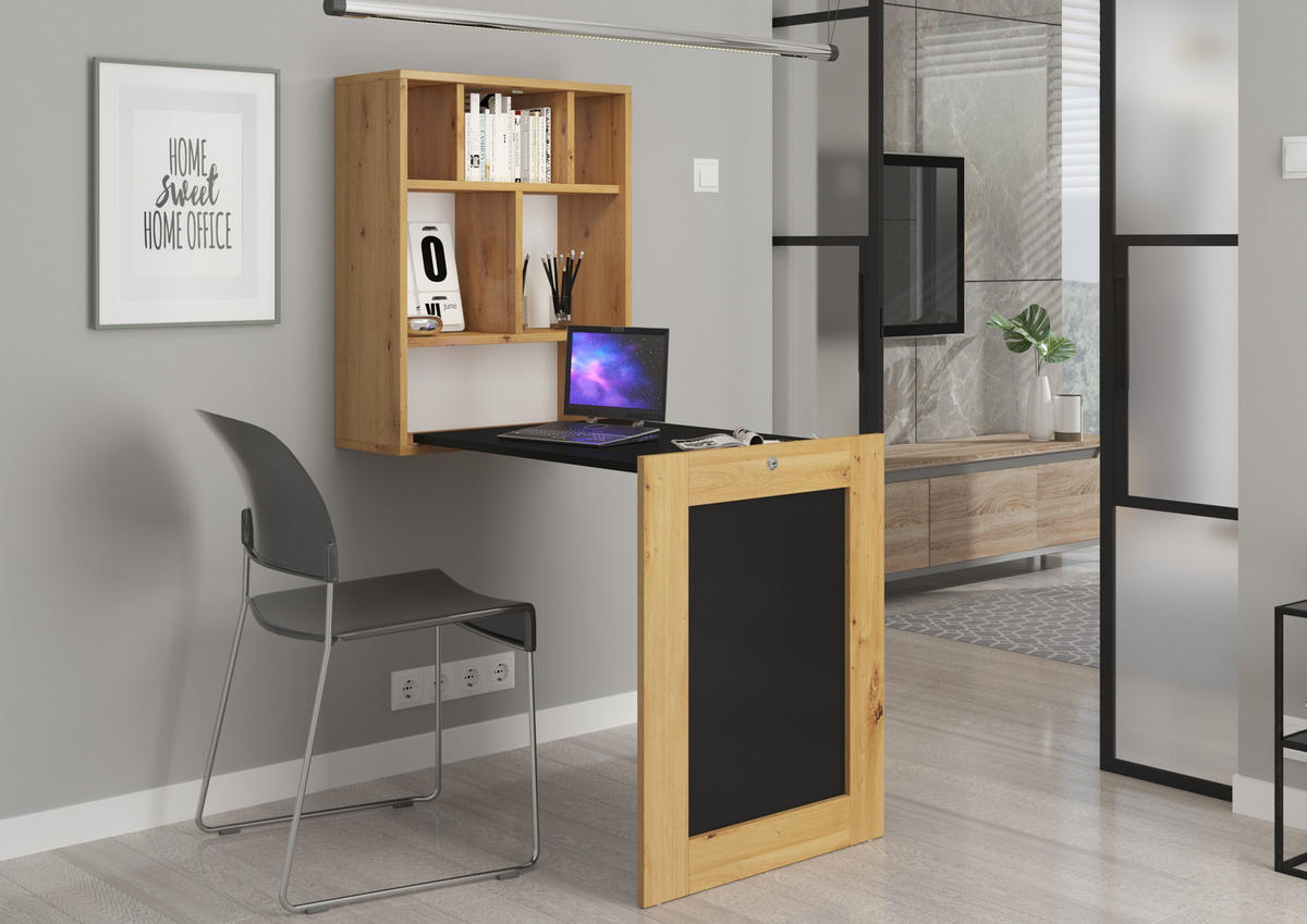 SCHREIBTISCH Artisan Eiche, Schwarz 60/144/90 - Schwarz, Holzwerkstoff (90/60/144cm) - RAUMHIRSCH FURNITURE