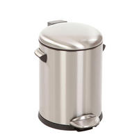 MÜLLEIMER Retro Mit Markanten Griffen und Kugelkappe 5 Liter 30 x 20,5 cm Kunststoff Inneneimer Silber - Silberfarben, Metall (23.7/30/27.2cm) - PROREGAL