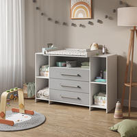 WICKELKOMMODE Oskar Weiß/Grau 143 x 100 cm XL mit Schubladen - Weiß/Grau, Holzwerkstoff (143/100/70cm) - Vicco