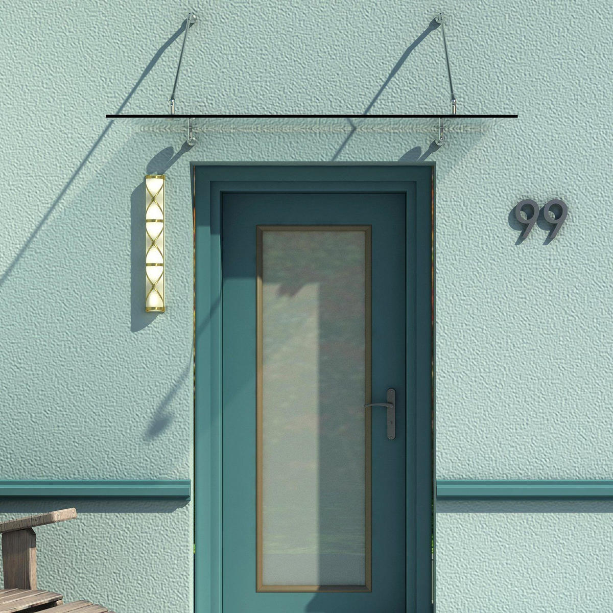 GLASVORDACH Edelstahl Gehärtetes Glas Transparent - Transparent, Metall (90/1/150cm) - HOMCOM